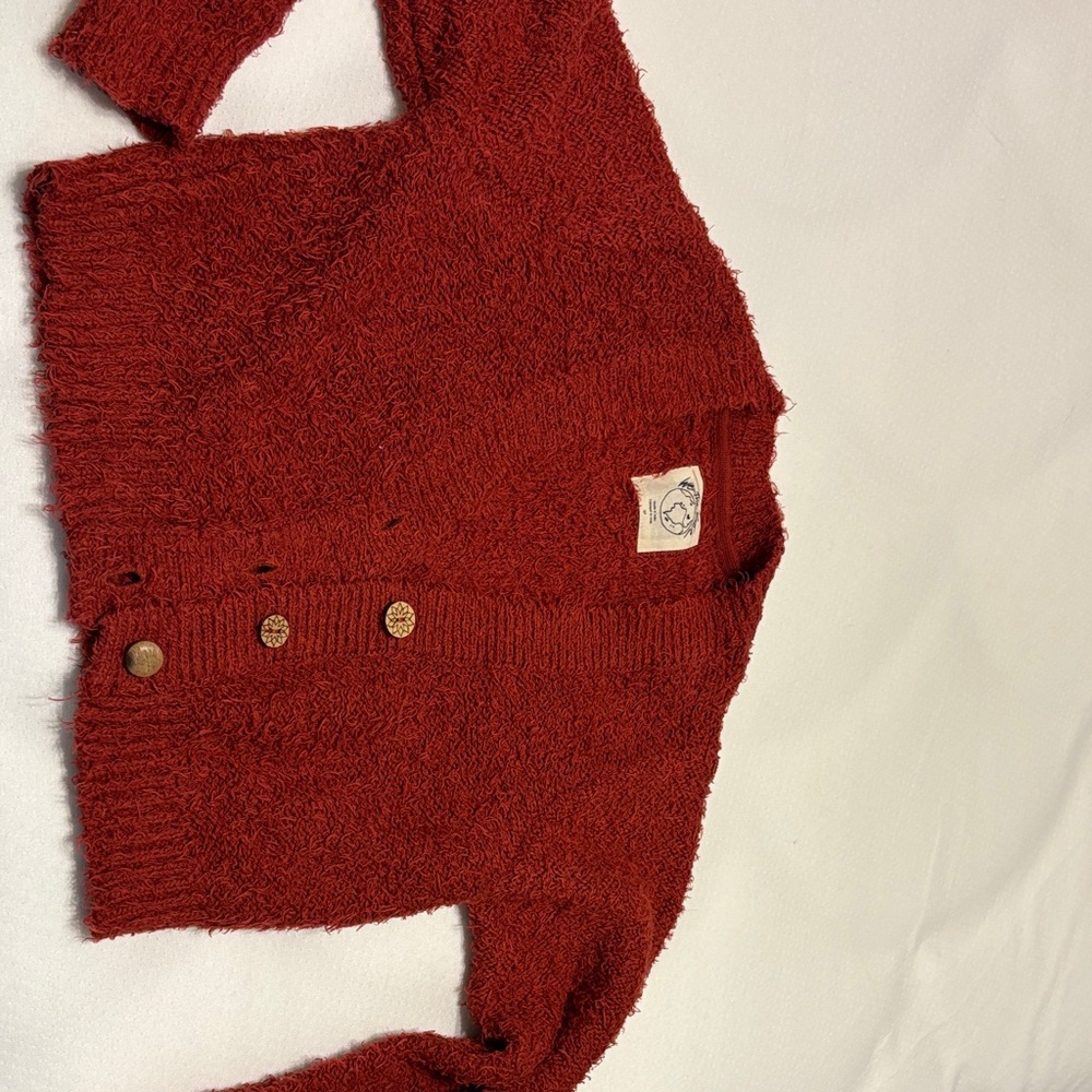 We The Free Brick Red Button-Up Cardigan